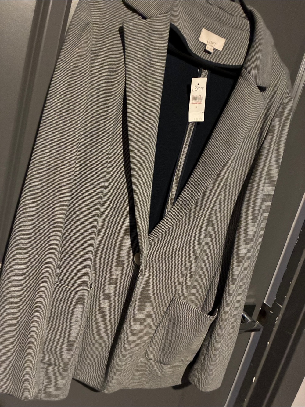 LOFT Women's Gray Textured Knit Blazer